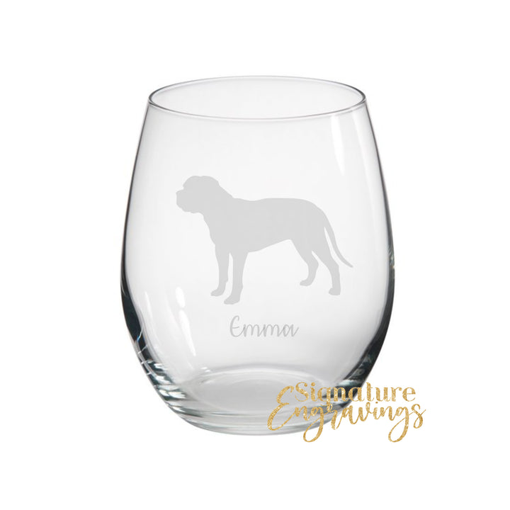 Personalised Mastiff Stemless Glass