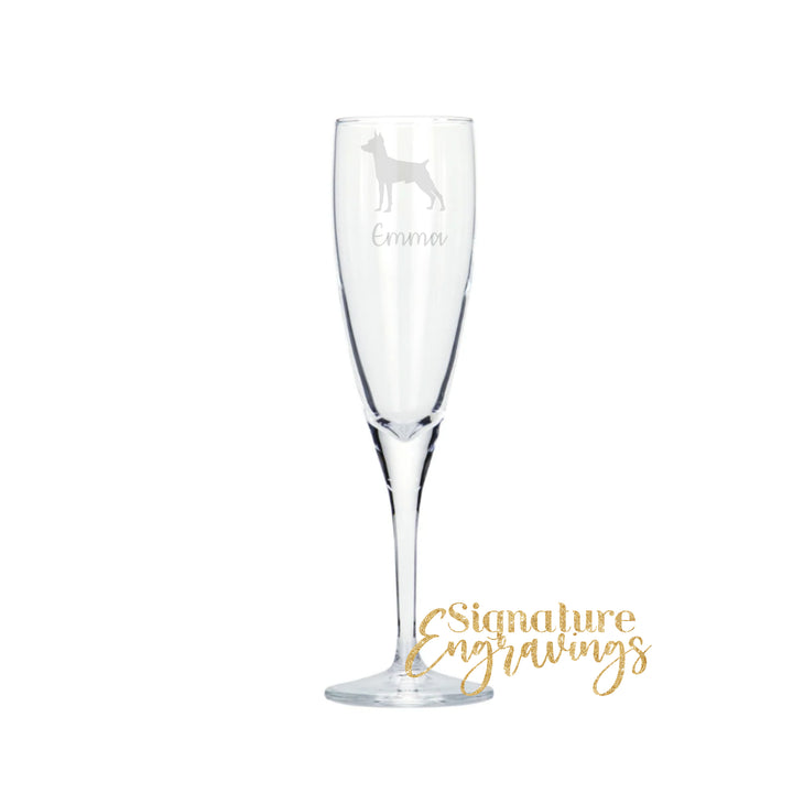 Personalised Miniature Pinscher Champagne Glass