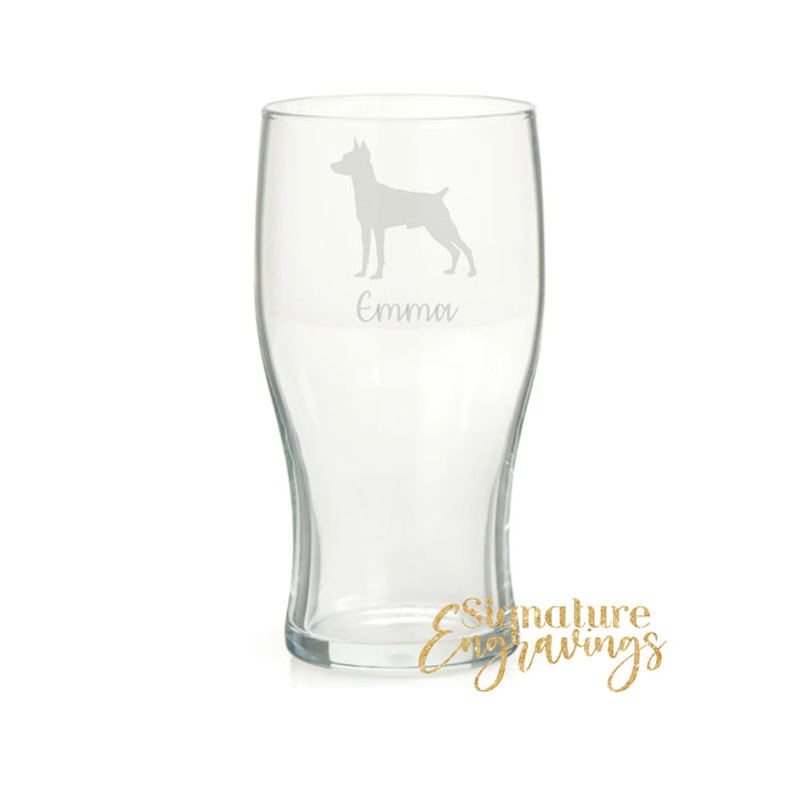 Personalised Miniature Pinscher Pint Glass