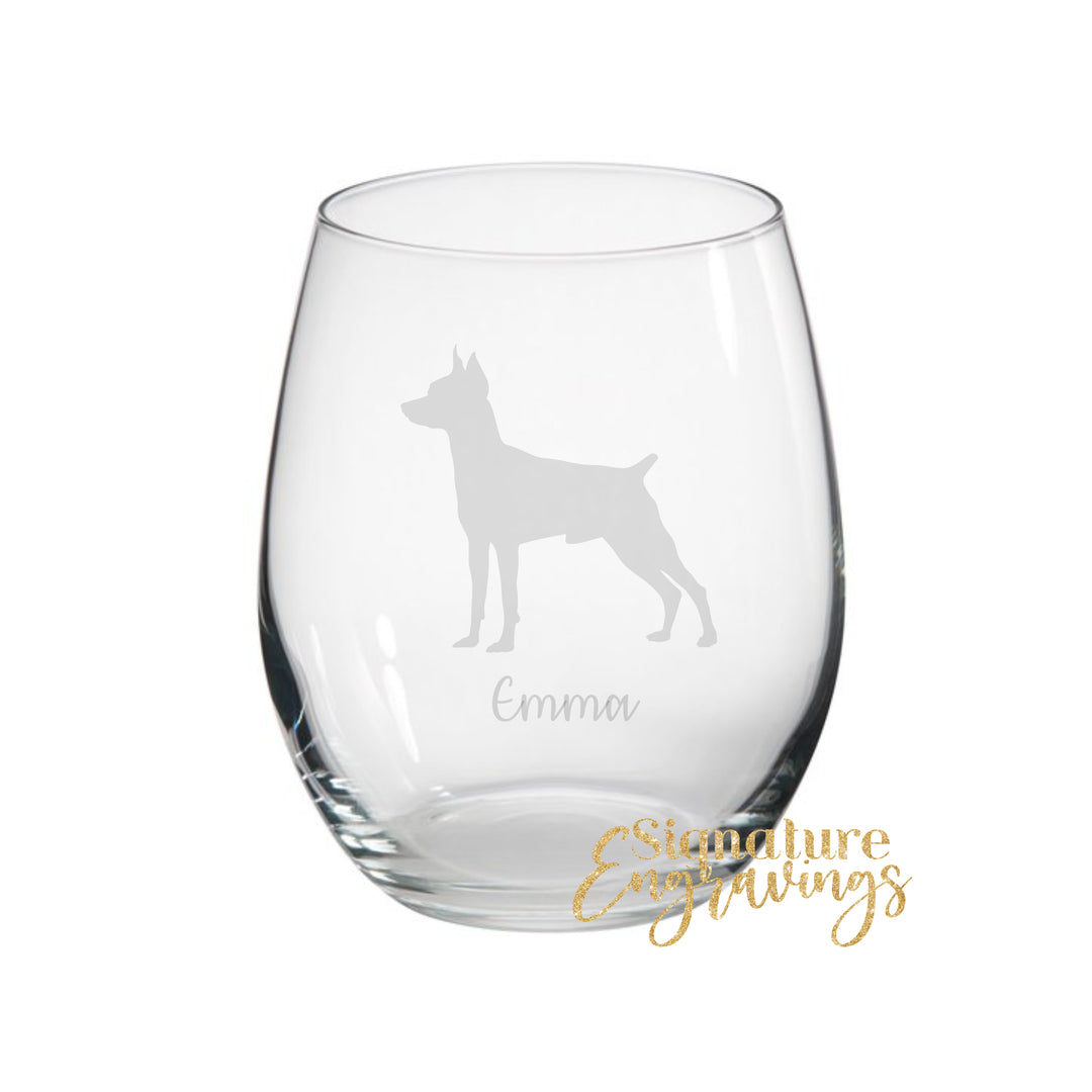 Personalised Miniature Pinscher Stemless Glass