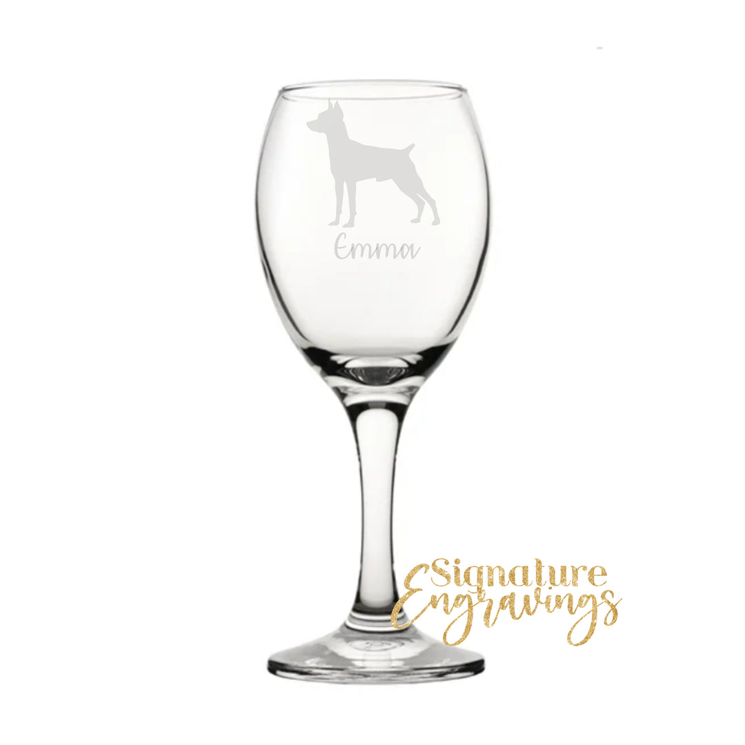 Personalised Miniature Pinscher Wine Glass