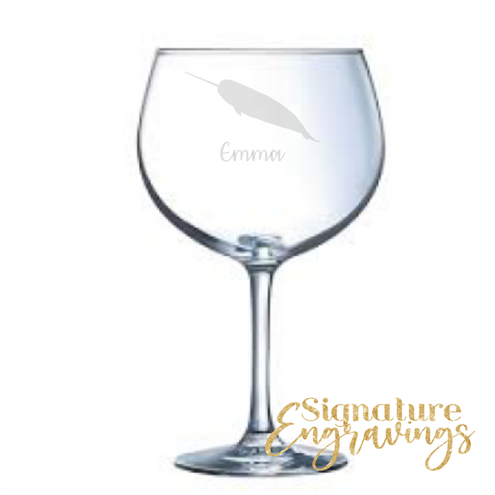 Personalised Narwhal Gin Glass