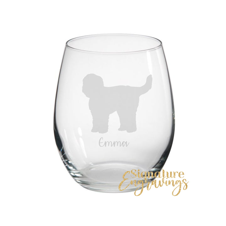 Personalised Old English Sheepdog Stemless Glass