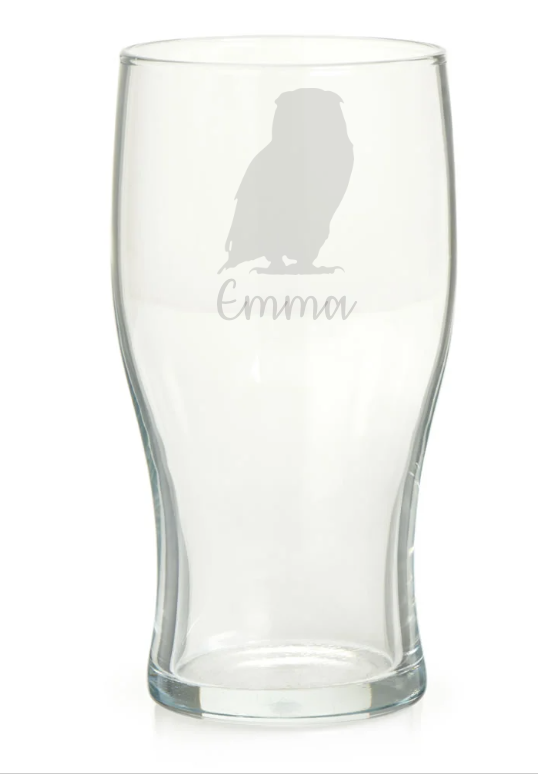 Personalised Owl Pint Glass