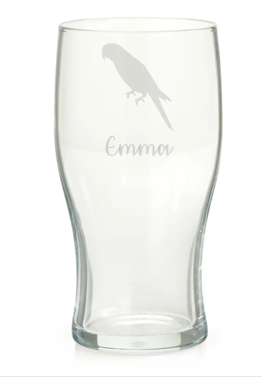 Personalised Parrot Pint Glass