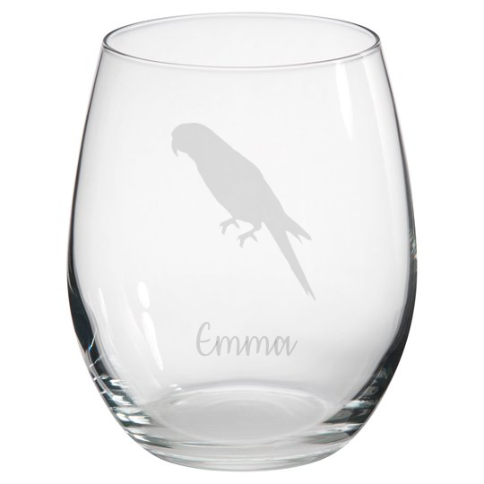 Personalised Parrot Stemless Glass