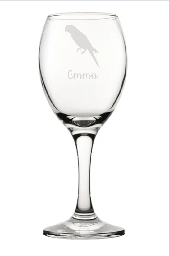 Personalised Parrot Wine Glass