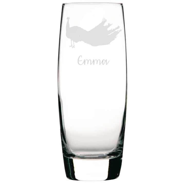 Personalised Peacock Hi-Ball Glass