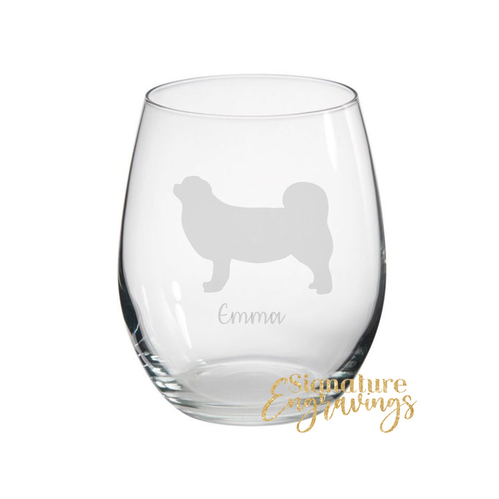 Personalised Pekingese Stemless Glass