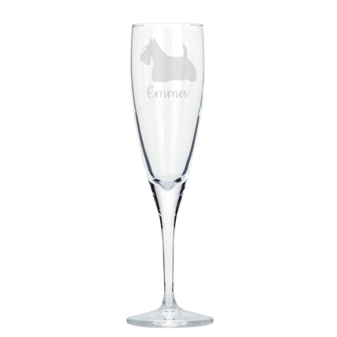 Personalised Scottish Terrier 'Scottie' Champagne Glass
