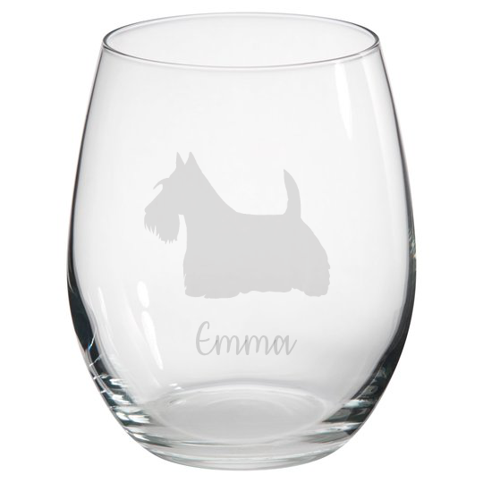 Personalised Scottish Terrier 'Scottie' Stemless Glass