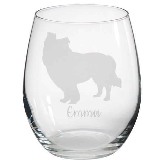 Personalised Sheepdog Stemless Glass
