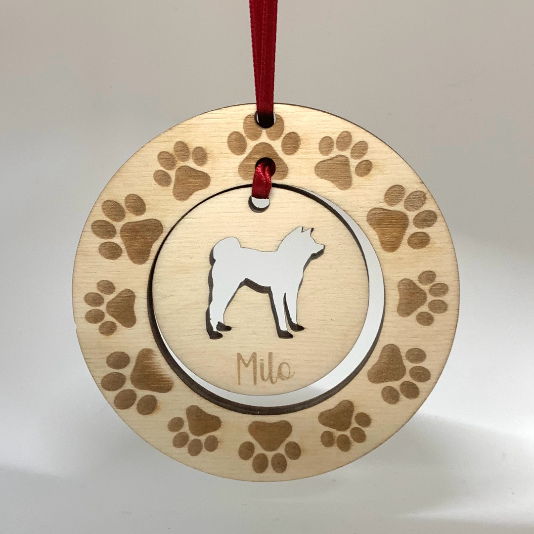 Personalised Shiba Inu Hanging Decoration ~ Paw Wreath