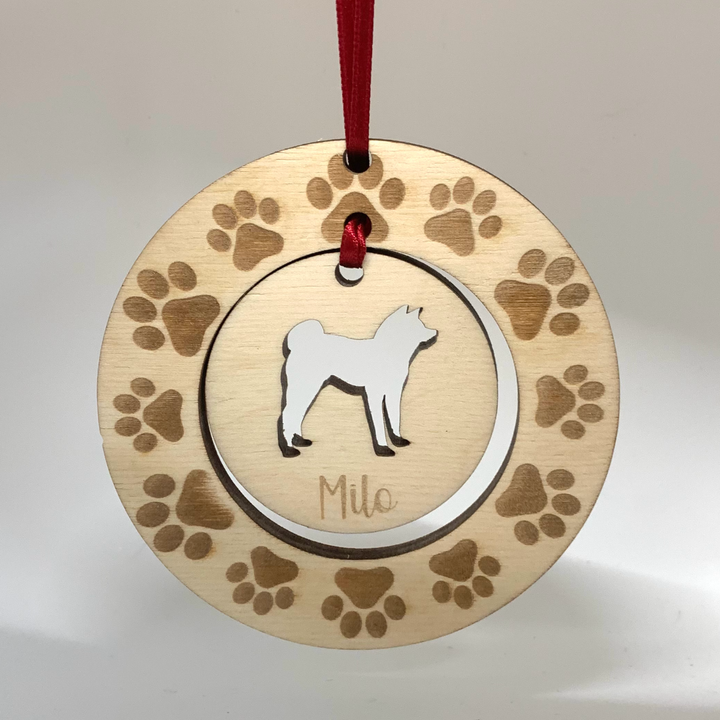 Personalised Shiba Inu Hanging Decoration ~ Paw Wreath