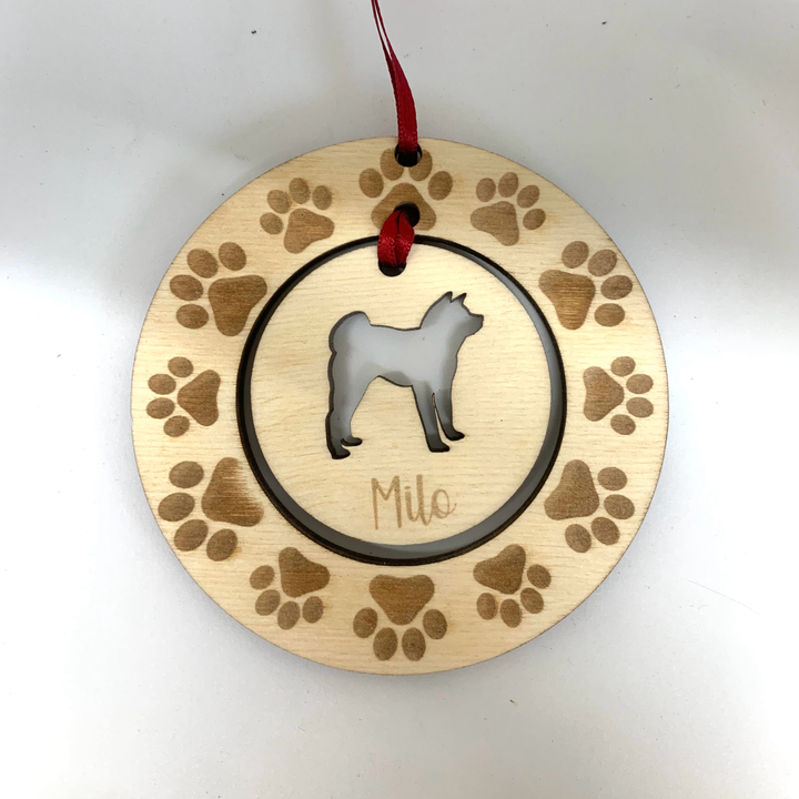 Personalised Shiba Inu Hanging Decoration ~ Paw Wreath