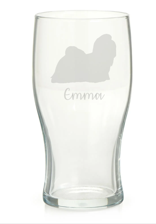 Personalised Longhair Shih Tzu Pint Glass