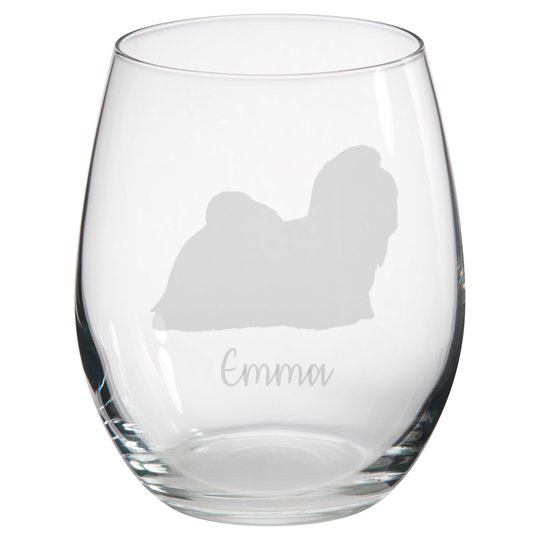 Personalised Longhair Shih Tzu Stemless Glass