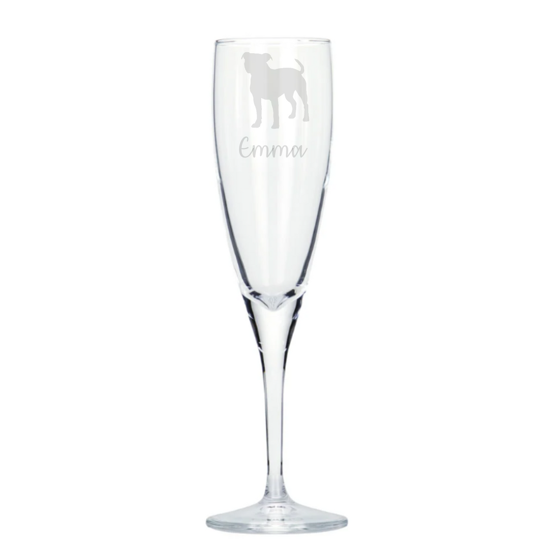 Personalised Staffordshire Bull Terrier Champagne Glass
