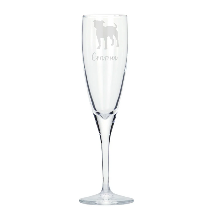 Personalised Staffordshire Bull Terrier Champagne Glass