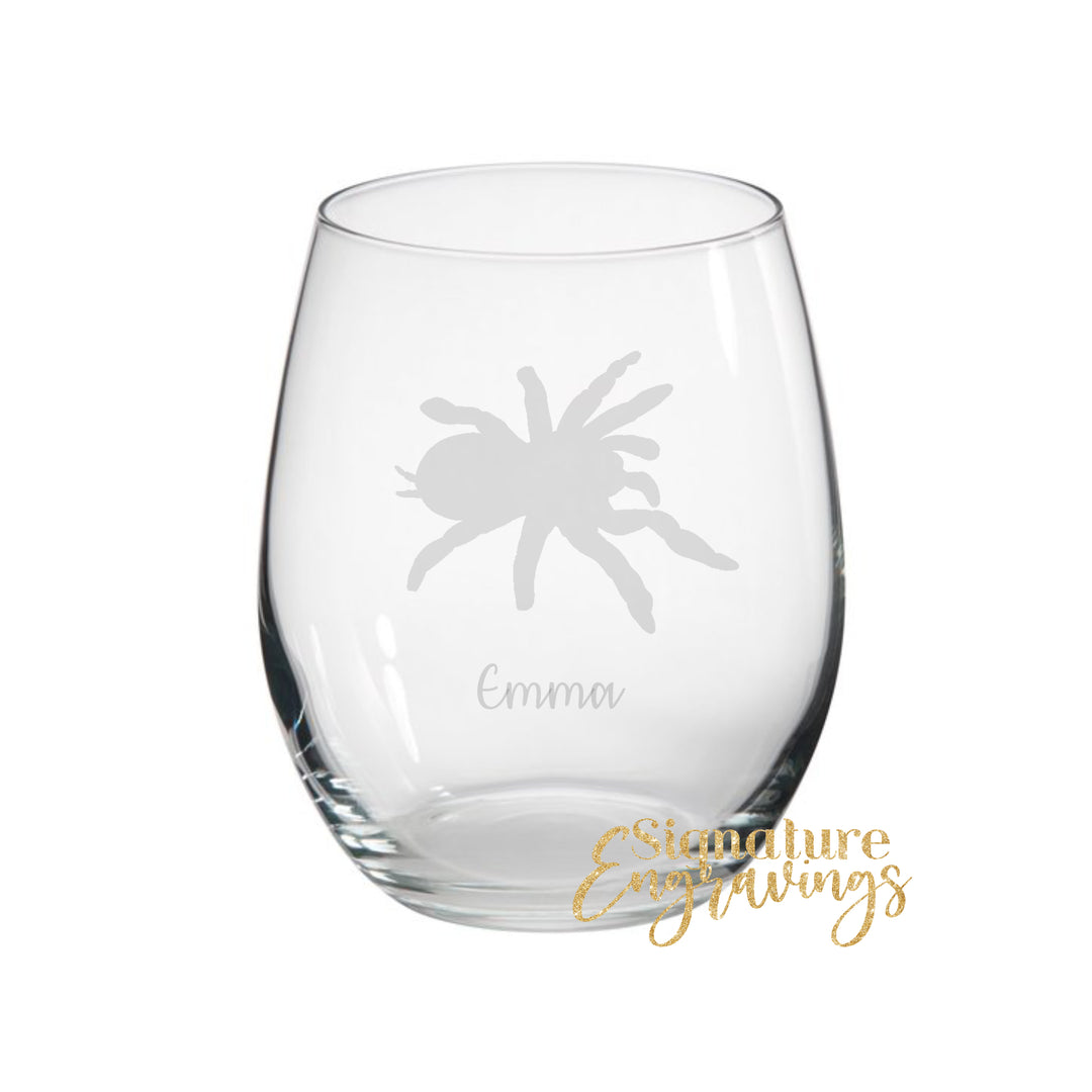 Personalised Tarantula Stemless Glass