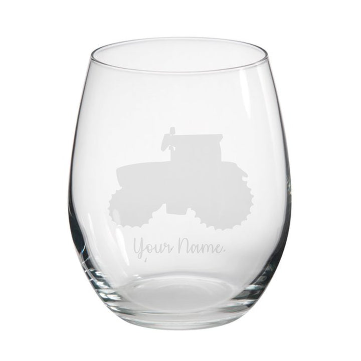 Personalised Tractor Stemless Glass