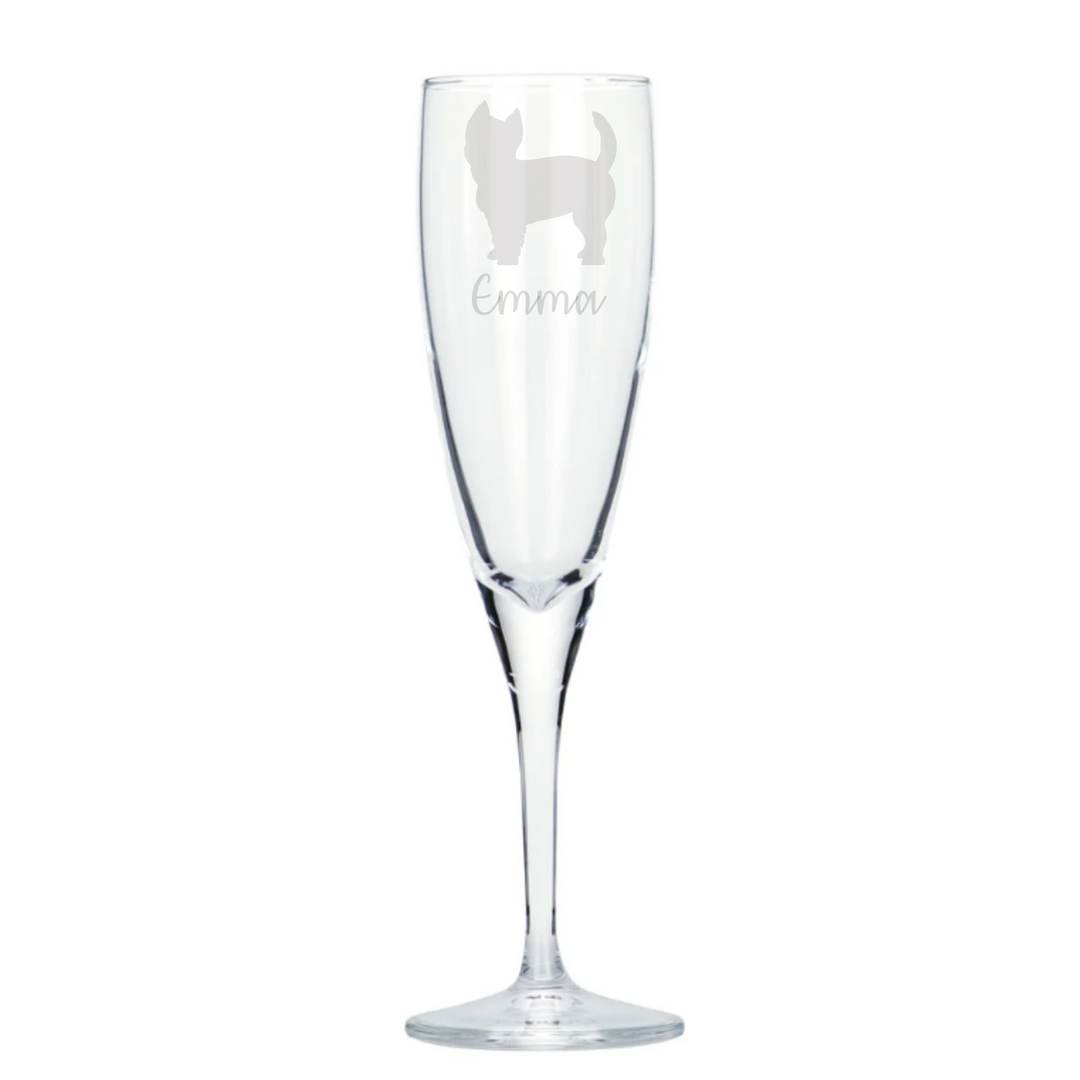 Personalised West Highland Terrier 'Westie' Champagne Glass