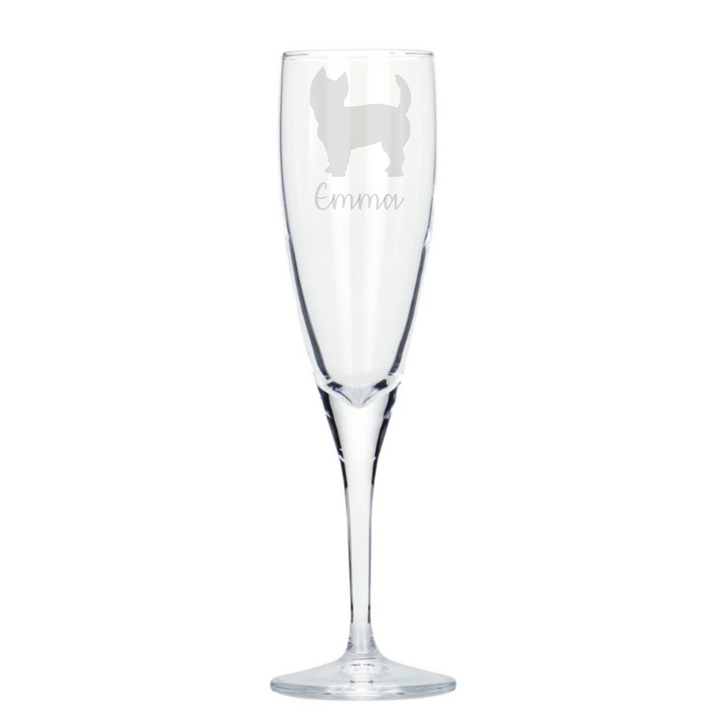 Personalised West Highland Terrier 'Westie' Champagne Glass