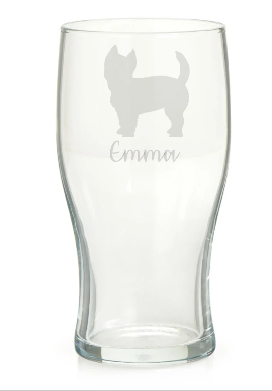 Personalised West Highland Terrier 'Westie' Pint Glass