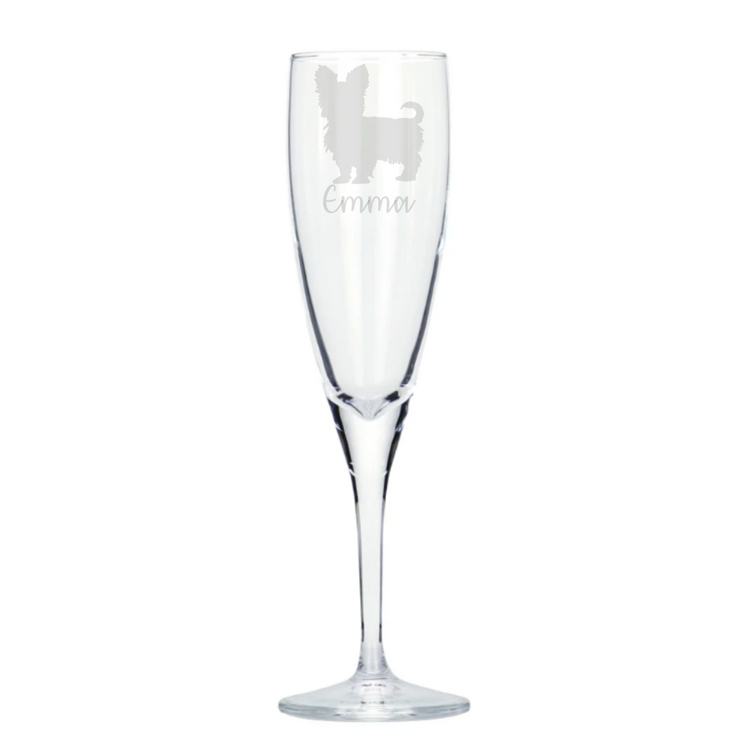 Personalised Shorthair Yorkie Champagne Glass