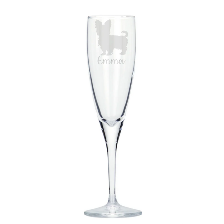 Personalised Shorthair Yorkie Champagne Glass