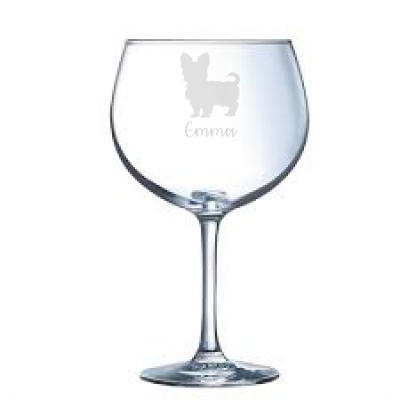 Personalised Shorthair Yorkie Gin Glass