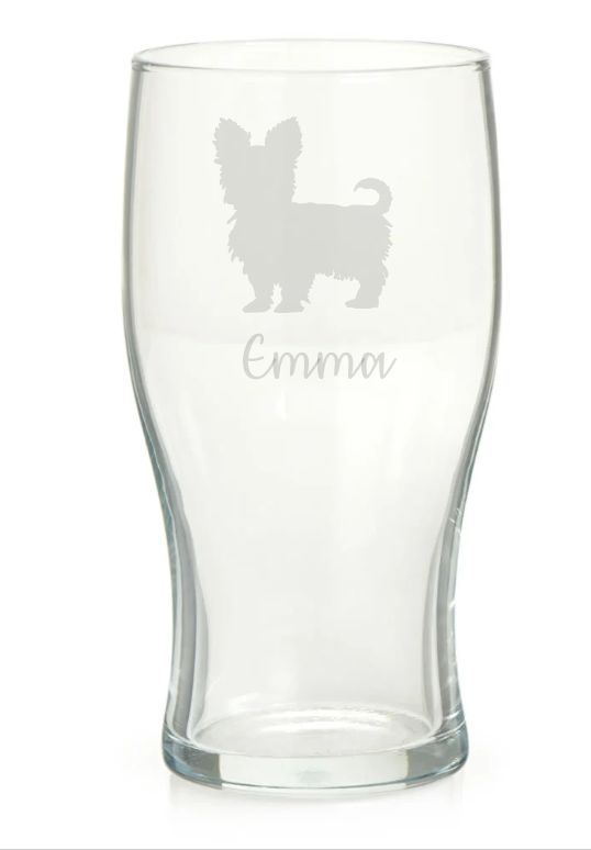 Personalised Shorthair Yorkie Pint Glass
