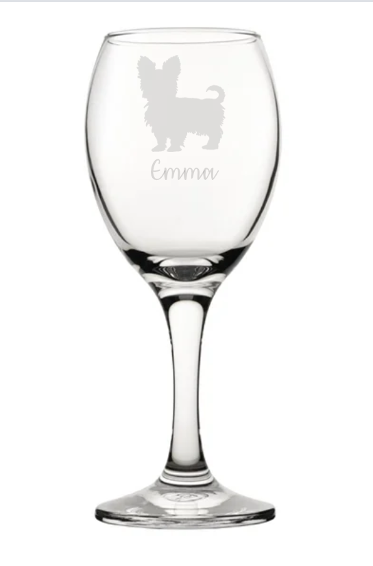 Personalised Shorthair Yorkie Wine Glass